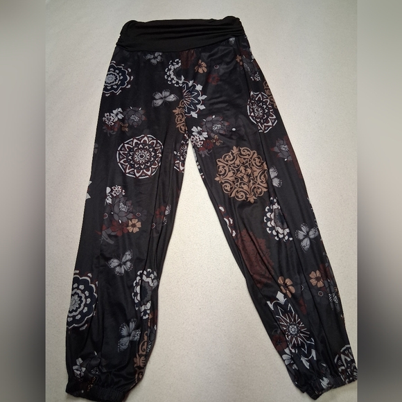 Pants - Bohemian Floral Black and Brown Women's Pants